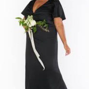 Show Me Your Mumu Rome Twist Gown, Black Luxe Satin, Bridesmaid Dress,Sz 1X (18)